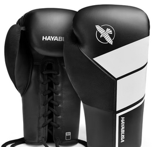 Guantes de boxeo con cuerdas Hayabusa S4 de piel (negro/blanco)