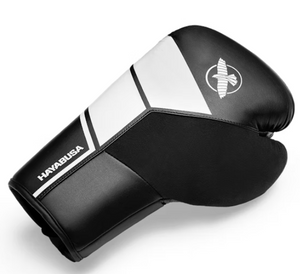 Guantes de boxeo con cuerdas Hayabusa S4 de piel (negro/blanco)