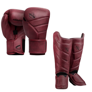 Kit guantes y espinilleras Hayabusa T3 LX (carmesí)