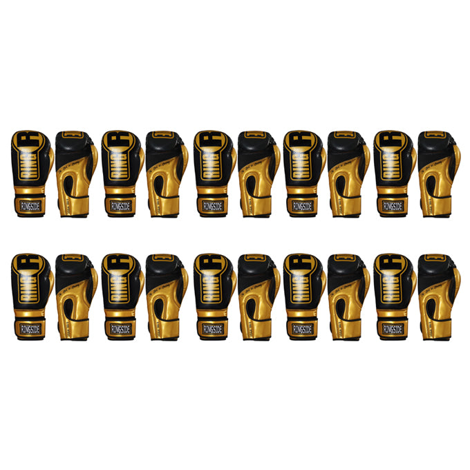 10 pares de Guantes de boxeo Ringside Apex (negro/oro)