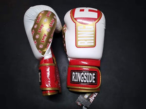 Guantes de boxeo Ringside Apex (Blanco/oro/rojo)